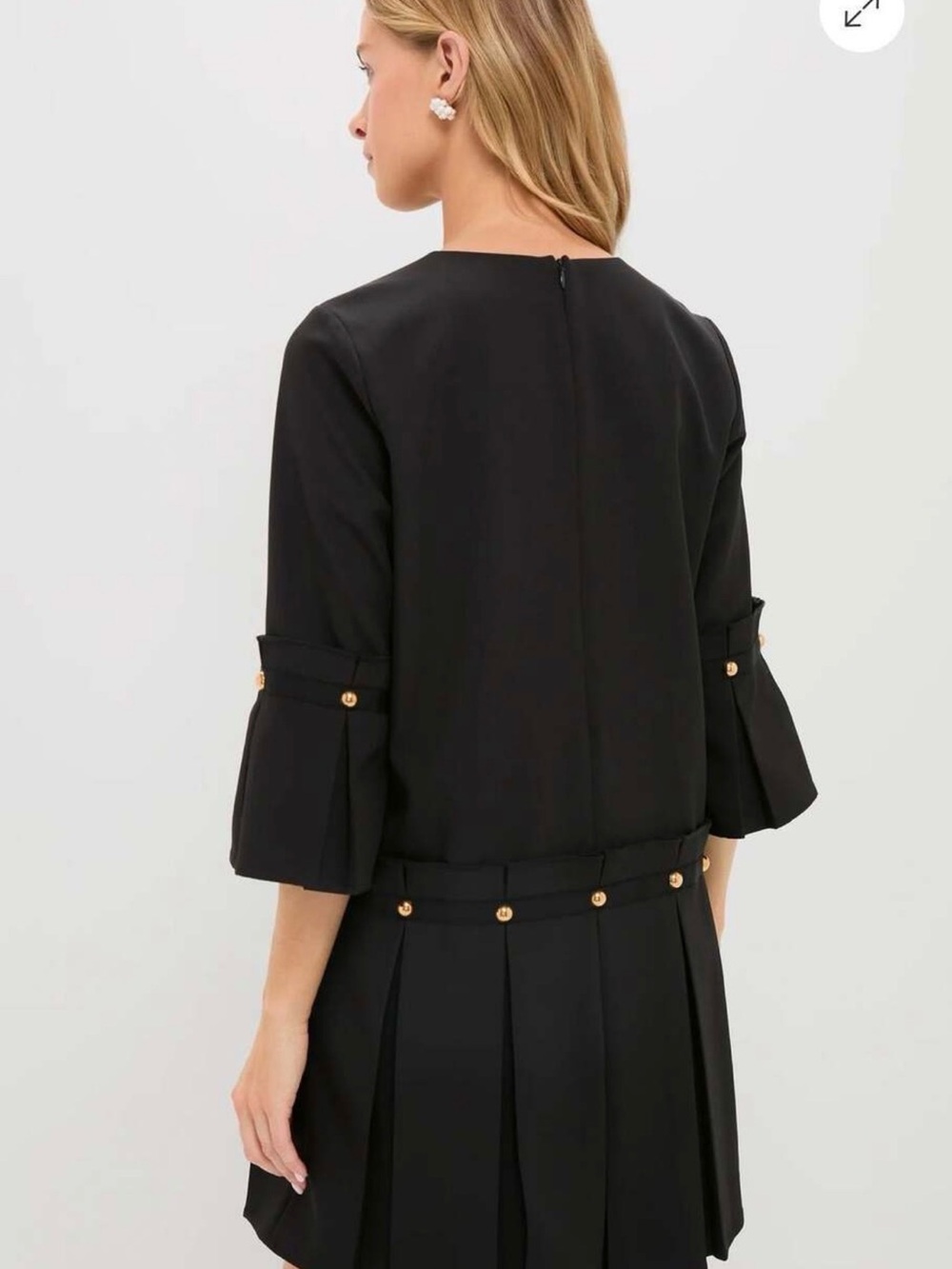 Tuckernuck Black Pleated A-Line Dress with Gold Studs - Picture 3 of 9